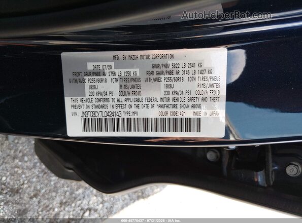 JM3TCBCY7L0424143 2020 MAZDA CX-9 Black Engine compartment view
