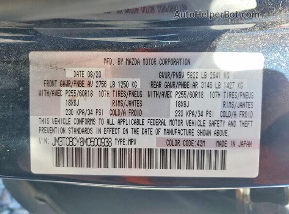JM3TCBCY8M0500938 2021 MAZDA CX-9 Blue 360 interior view