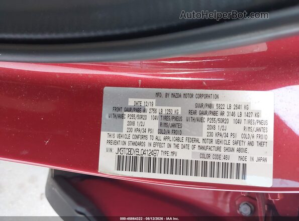 JM3TCBDY6L0412497 2020 MAZDA CX-9 Red Engine compartment view