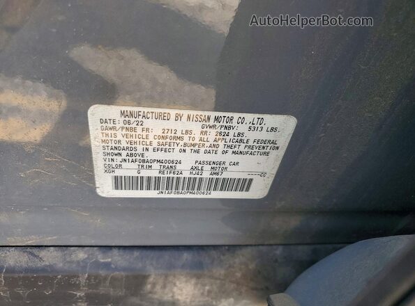 JN1AF0BA0PM400624 2023 NISSAN ARIYA Gray Widok naklejki z numerem VIN