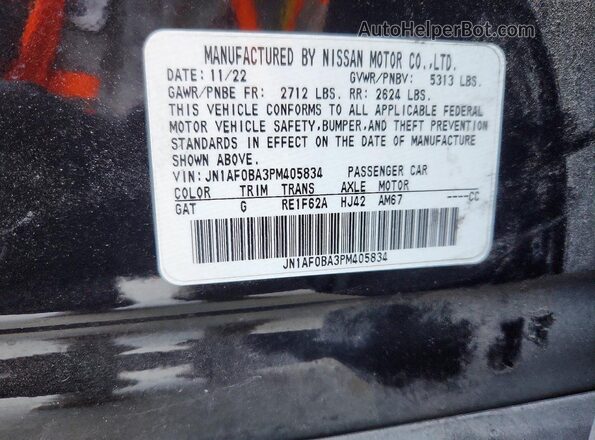 JN1AF0BA3PM405834 2023 NISSAN ARIYA Black Widok naklejki z numerem VIN