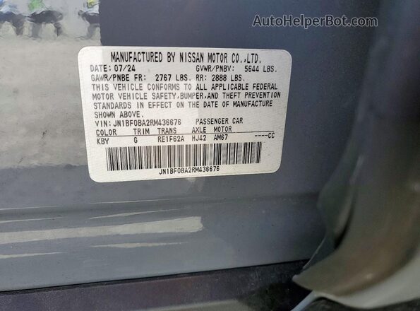 JN1BF0BA2RM436676 2024 NISSAN ARIYA Gray VIN sticker view