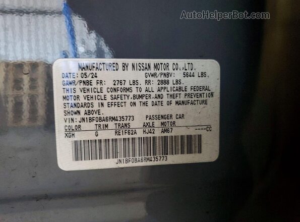 JN1BF0BA6RM435773 2024 NISSAN ARIYA Gray Widok naklejki z numerem VIN