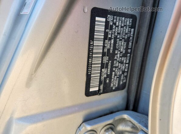 JN1BJ1AV1MW303834 2021 NISSAN ROGUE Silver Вид наклейки з VIN-кодом