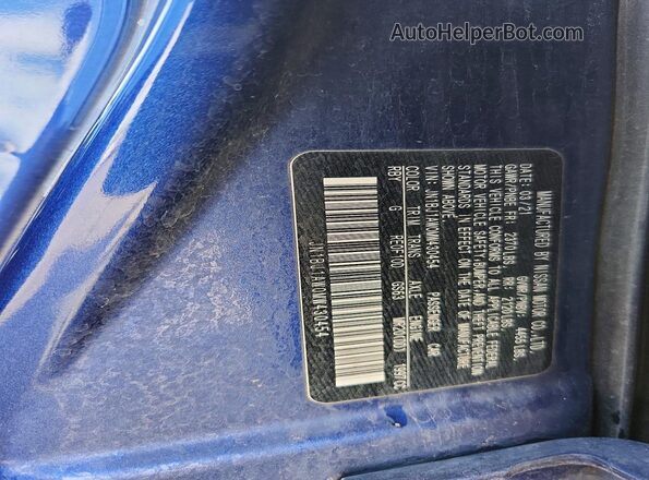 JN1BJ1AW0MW430454 2021 NISSAN ROGUE Blue Vista de la etiqueta del VIN