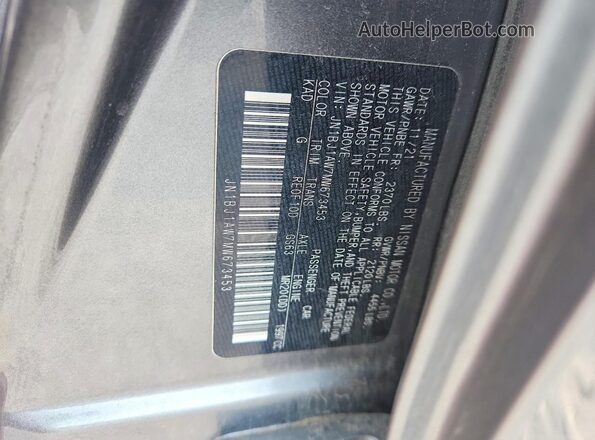 JN1BJ1AW7MW673453 2021 NISSAN ROGUE Gray VIN კოდის სტიკერის ხედი