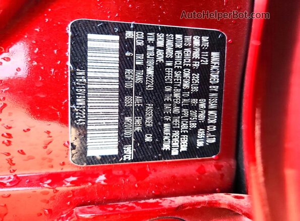 JN1BJ1BV9MW322243 2021 NISSAN ROGUE Red VIN კოდის სტიკერის ხედი