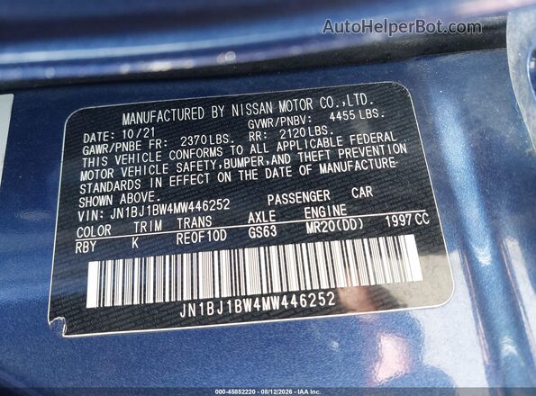 JN1BJ1BW4MW446252 2021 NISSAN ROGUE Dark Blue Engine compartment view