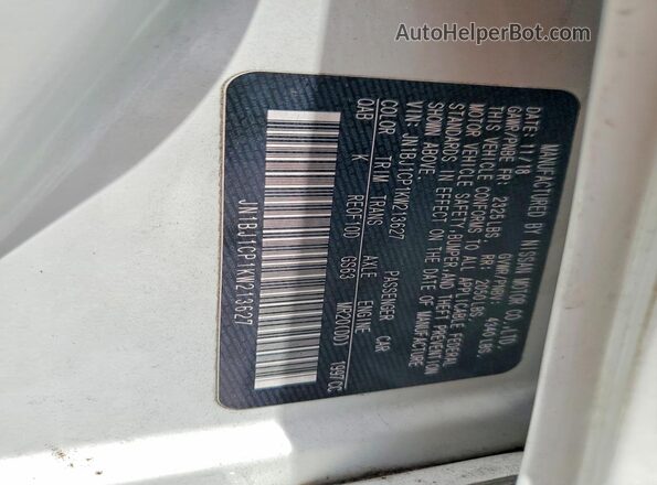 JN1BJ1CP1KW213627 2019 NISSAN ROGUE White Vista de la etiqueta del VIN