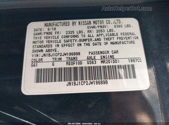 JN1BJ1CP2JW196898 2018 NISSAN ROGUE Черный Вид подкапотного пространства