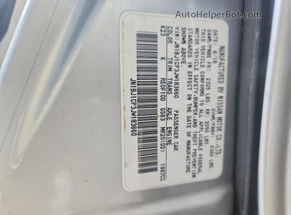 JN1BJ1CP3JW183660 2018 NISSAN ROGUE Silver Vista del compartimento del motor