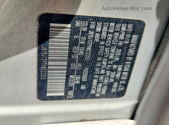 JN1BJ1CP7KW222252 2019 NISSAN ROGUE White Vista de la etiqueta del VIN