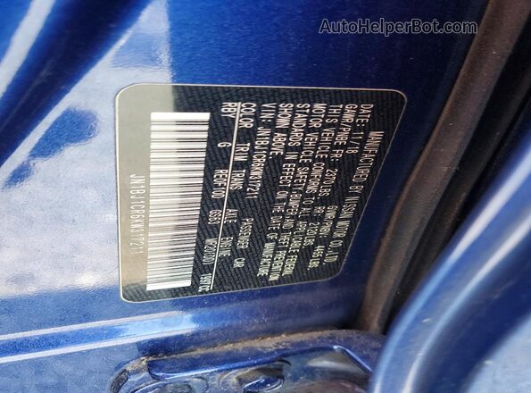 JN1BJ1CR6KW317211 2019 NISSAN ROGUE Blue VIN կոդի պիտակի տեսք