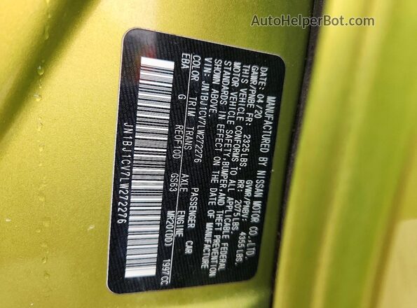 JN1BJ1CV7LW272276 2020 NISSAN ROGUE Green Vista interior de 360 grados