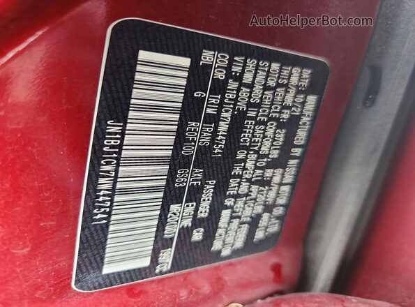 JN1BJ1CW7MW447541 2021 NISSAN ROGUE Burgundy 360 interior view