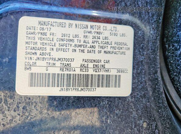 JN1BY1PR6JM370037 2018 INFINITI Q70L Blue Շարժիչի բաժամունքի տեսք