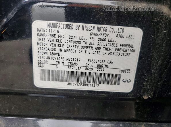 JN1CV7AP3HM641217 2017 INFINITI Q50 Black Vista del compartimento del motor