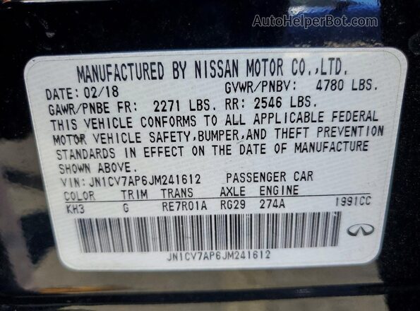 JN1CV7AP6JM241612 2018 INFINITI Q50 Black Vista del compartimento del motor