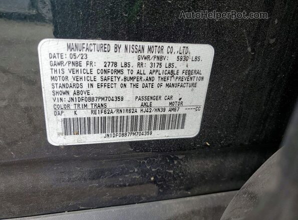 JN1DF0BB7PM704359 2023 NISSAN ARIYA Black Widok naklejki z numerem VIN