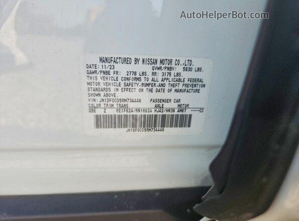 JN1DF0CD5RM734446 2024 NISSAN ARIYA White VIN კოდის სტიკერის ხედი