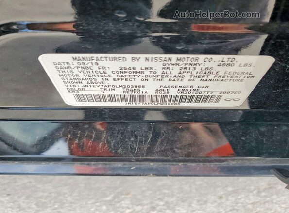 JN1EV7AP0LM202865 2020 INFINITI Q50 Black ძრავის განყოფილების ხედი