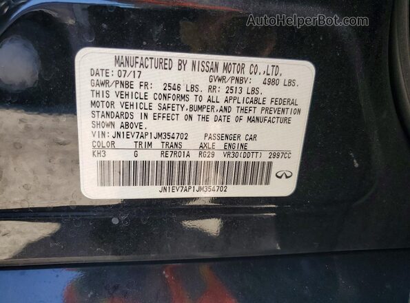 JN1EV7AP1JM354702 2018 INFINITI Q50 Black Вид наклейки з VIN-кодом