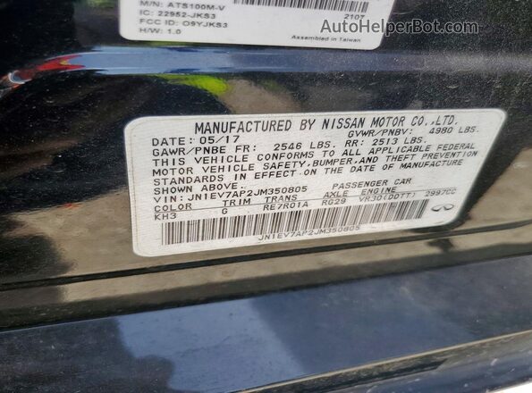 JN1EV7AP2JM350805 2018 INFINITI Q50 Black Vista del compartimento del motor