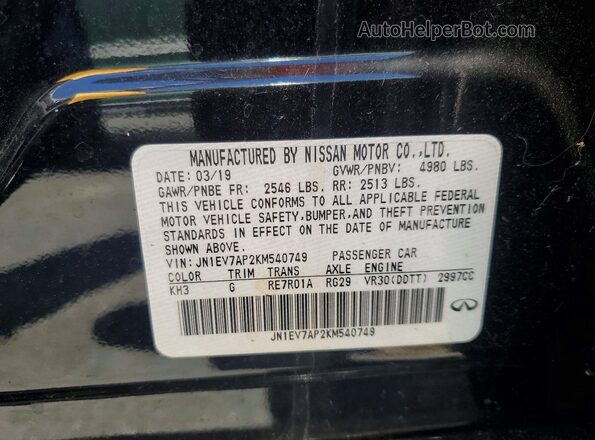 JN1EV7AP2KM540749 2019 INFINITI Q50 Black Engine compartment view