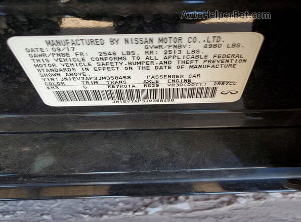 JN1EV7AP3JM358458 2018 INFINITI Q50 Black Vista del compartimento del motor