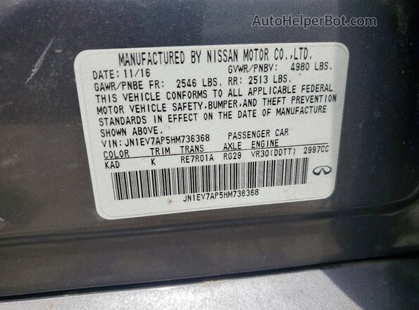JN1EV7AP5HM736368 2017 INFINITI Q50 Charcoal Engine compartment view