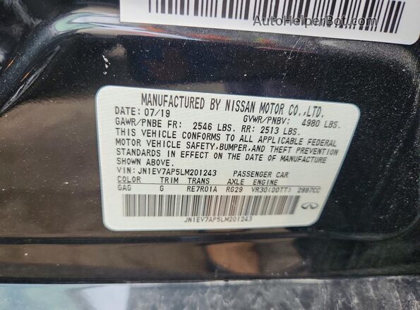 JN1EV7AP5LM201243 2020 INFINITI Q50 Black Շարժիչի բաժամունքի տեսք