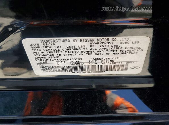 JN1EV7AP5LM203297 2020 INFINITI Q50 Black Vista del compartimento del motor
