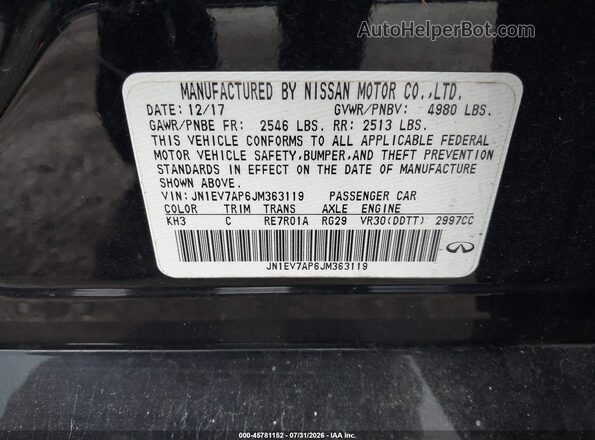 JN1EV7AP6JM363119 2018 INFINITI Q50 Black Vista del compartimento del motor
