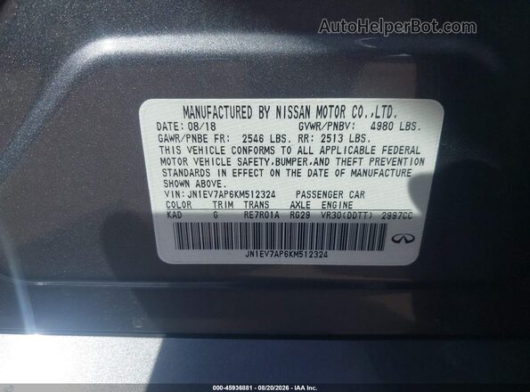 JN1EV7AP6KM512324 2019 INFINITI Q50 Gray Շարժիչի բաժամունքի տեսք