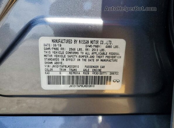 JN1EV7AP8LM202810 2020 INFINITI Q50 Gray Вид підкапотного простору