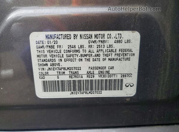 JN1EV7AP8LM207022 2020 INFINITI Q50 Серый Вид подкапотного пространства