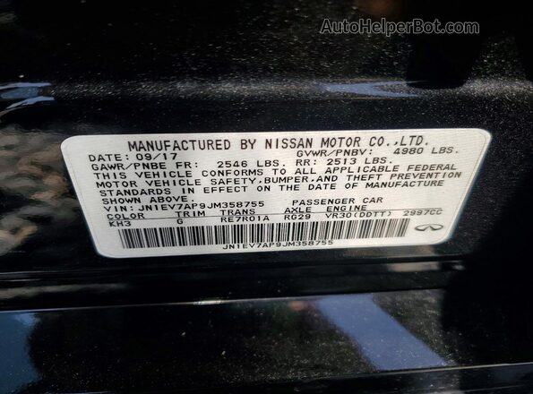JN1EV7AP9JM358755 2018 INFINITI Q50 Черный Вид наклейки с VIN-кодом