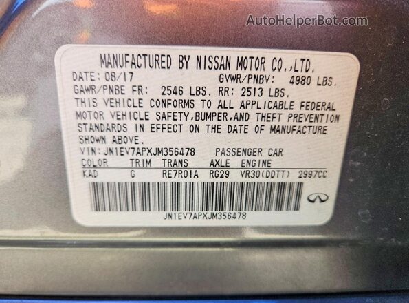 JN1EV7APXJM356478 2018 INFINITI Q50 Gray Widok komory silnika