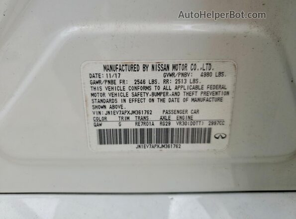 JN1EV7APXJM361762 2018 INFINITI Q50 White Вид підкапотного простору