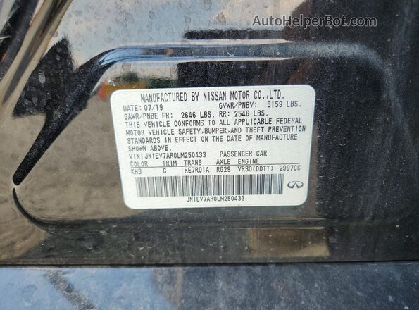 JN1EV7AR0LM250433 2020 INFINITI Q50 Black VIN sticker view