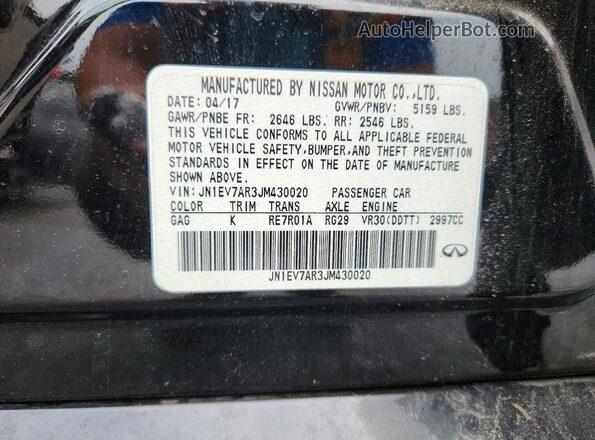 JN1EV7AR3JM430020 2018 INFINITI Q50 Black Engine compartment view