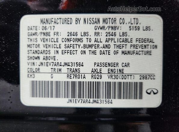 JN1EV7AR4JM431564 2018 INFINITI Q50 Black Շարժիչի բաժամունքի տեսք