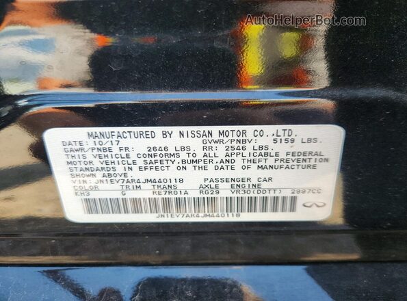 JN1EV7AR4JM440118 2018 INFINITI Q50 Черный Вид подкапотного пространства
