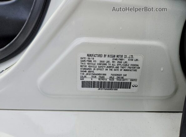 JN1EV7AR4KM591896 2019 INFINITI Q50 White Շարժիչի բաժամունքի տեսք