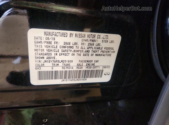 JN1EV7AR5LM251609 2020 INFINITI Q50 Black ძრავის განყოფილების ხედი