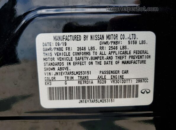 JN1EV7AR5LM253151 2020 INFINITI Q50 Black Вид наклейки з VIN-кодом