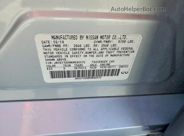 JN1EV7AR8KM590072 2019 INFINITI Q50 Silver Շարժիչի բաժամունքի տեսք