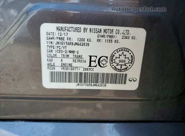 JN1EV7AR9JM442639 2018 INFINITI Q50 Gray Շարժիչի բաժամունքի տեսք