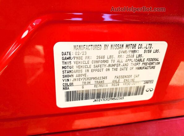 JN1EV7CR2PM542345 2023 INFINITI Q50 Red Widok komory silnika