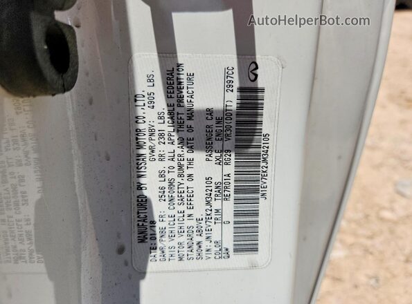 JN1EV7EK2JM342105 2018 INFINITI Q60 Белый Вид подкапотного пространства